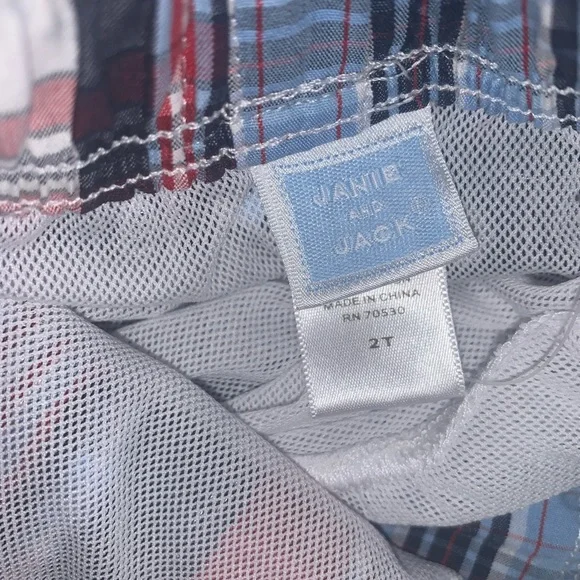 JANIE & JACK boys 2T plaid swim trunks swimsuit toddler boys size 2 - Picture 2 of 8